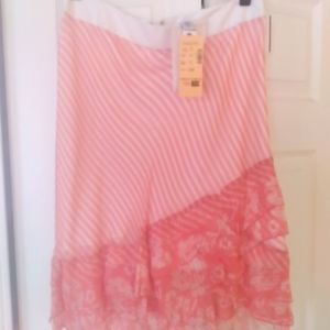 Laundry by Shelli Segal Silk Skirt Coral Ruffles
